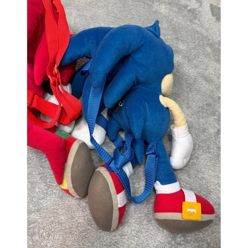 Sega Backpack Kids OS Multicolor Sonic Knuckles Shadow Plush Set of 3 Bundle
